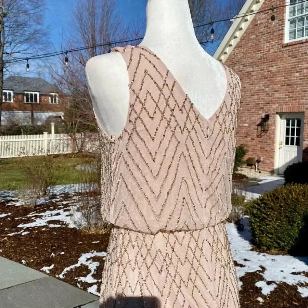 Anthropologie BHLDN Blaise Sequin Embellished Maxi Gown Long Dress in Blush